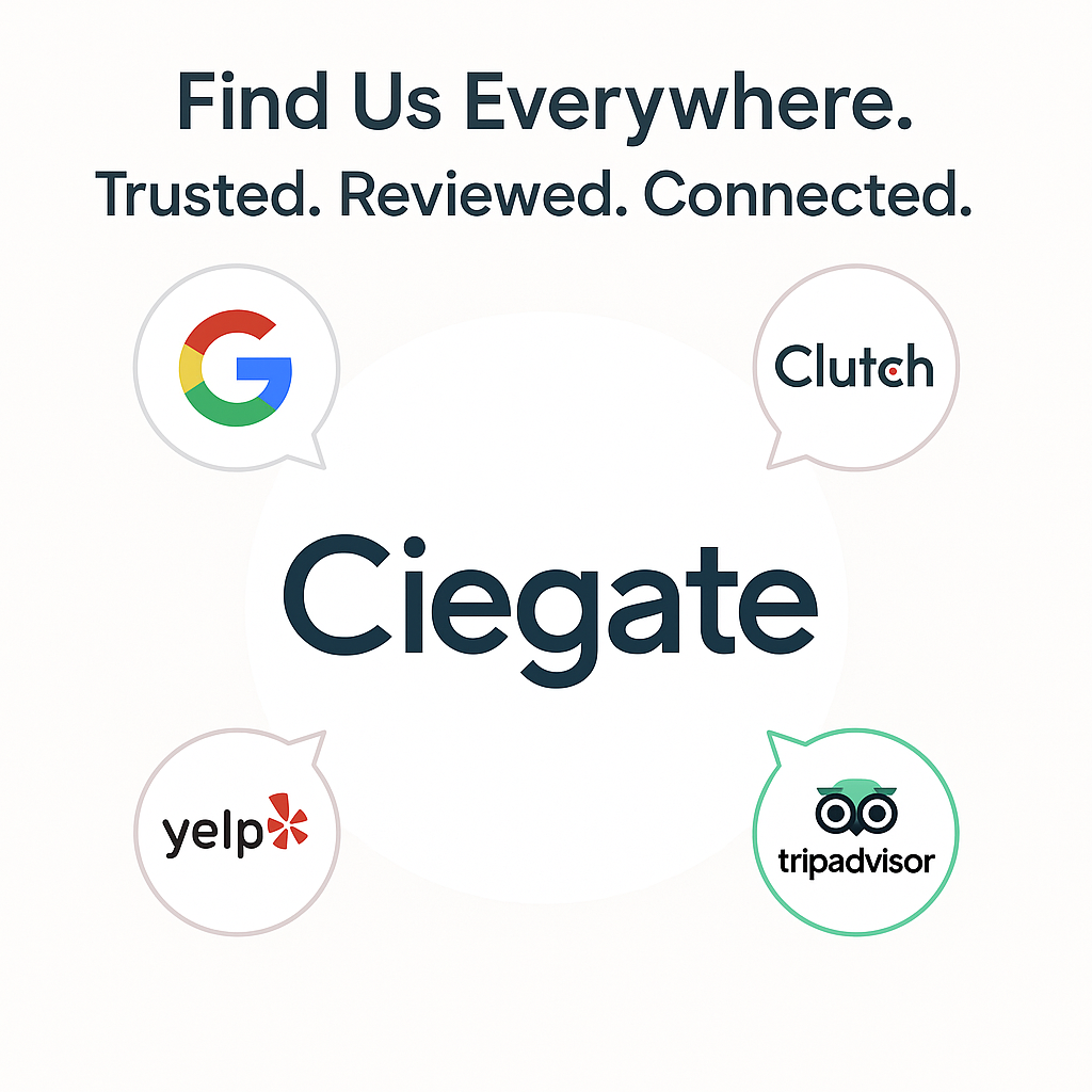 Ciegate Business Listings – Verified Profiles on Google, Clutch, Yelp & TripAdvisor 🧑‍💻 Ciegate